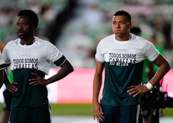 Vini Jr., Mbappé e Konaté escondem mensagem de apoio a Ceuta antes de jogo do Real Madrid
